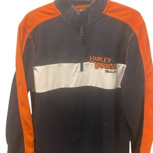 Harley Davidson Motorcycle Logo Mock neck fleece 1/4 zip pullover